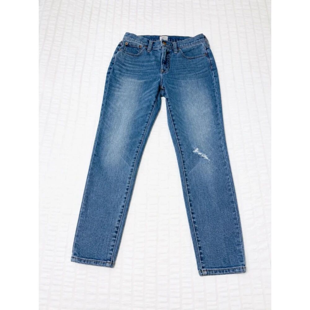 J.Crew Denim Jeans Women’s Size 28 Light Wash Straight Slim Distressed High Rise